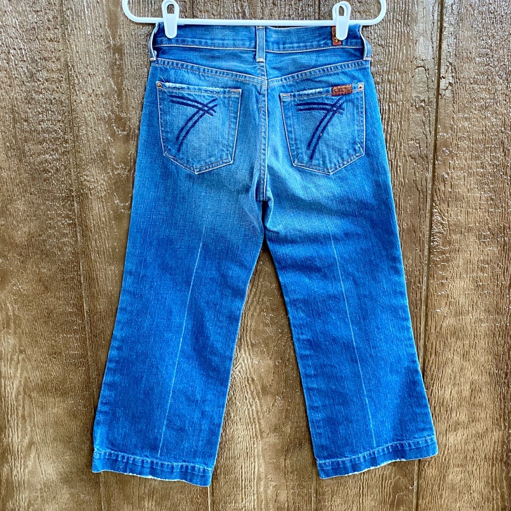7 For All Mankind Blue Wide Leg Cropped Jeans 25